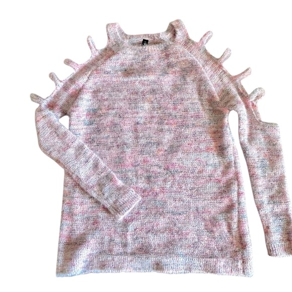 Banjara Strappy Sleeve Light Spring Summer Sweater Marled Strappy Blush Pink Top - Picture 10 of 11